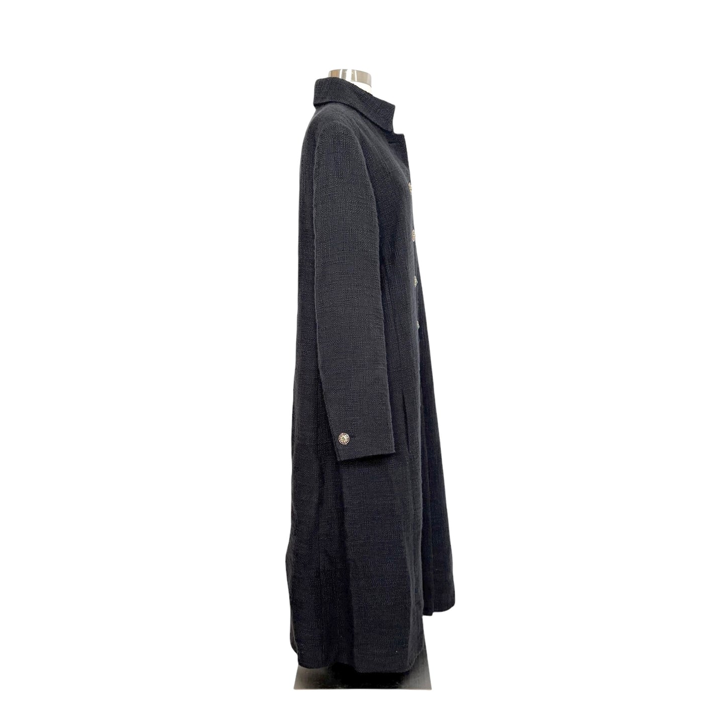 Navy Long Tweed & Gripoix Coat - XL