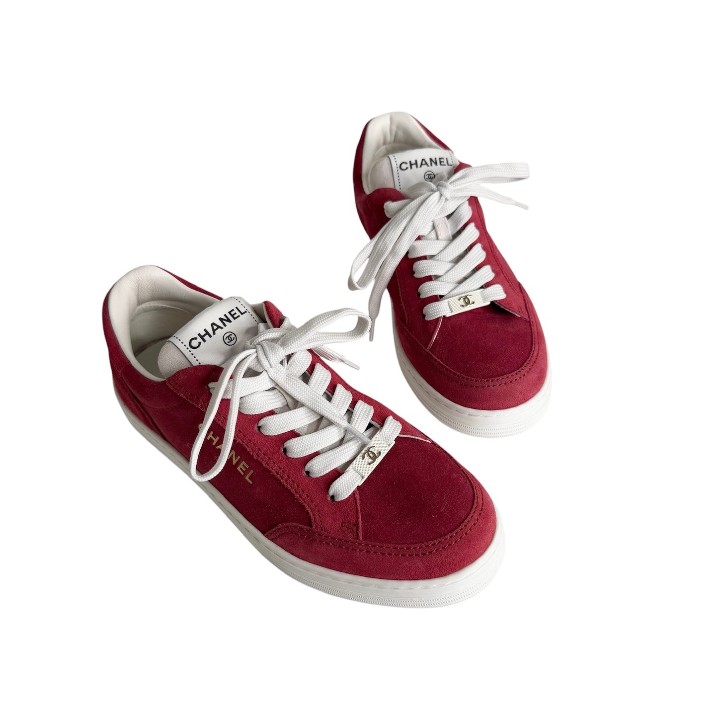 Red Suede Logo Sneakers - 7.5