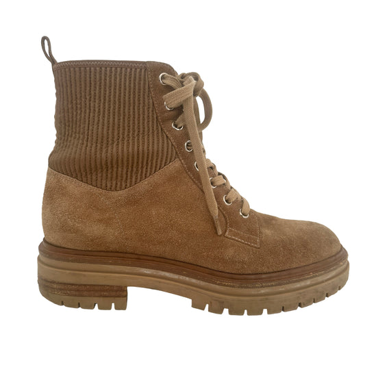 Brown Suede Combat Boots - 7.5
