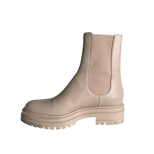 Cream Leather Boots - 7.5