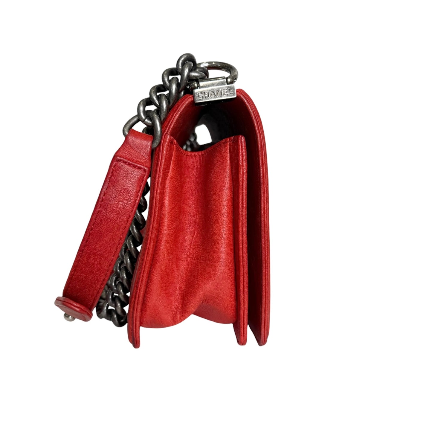 Red Leather Boy Bag