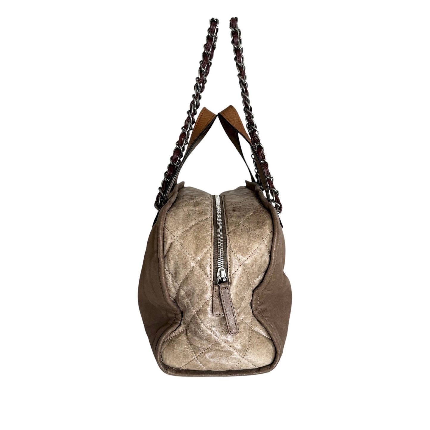 Brown & Beige Bowler Bag