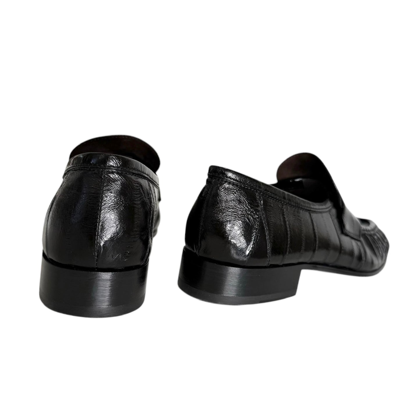 Black Embossed Loafers - 8