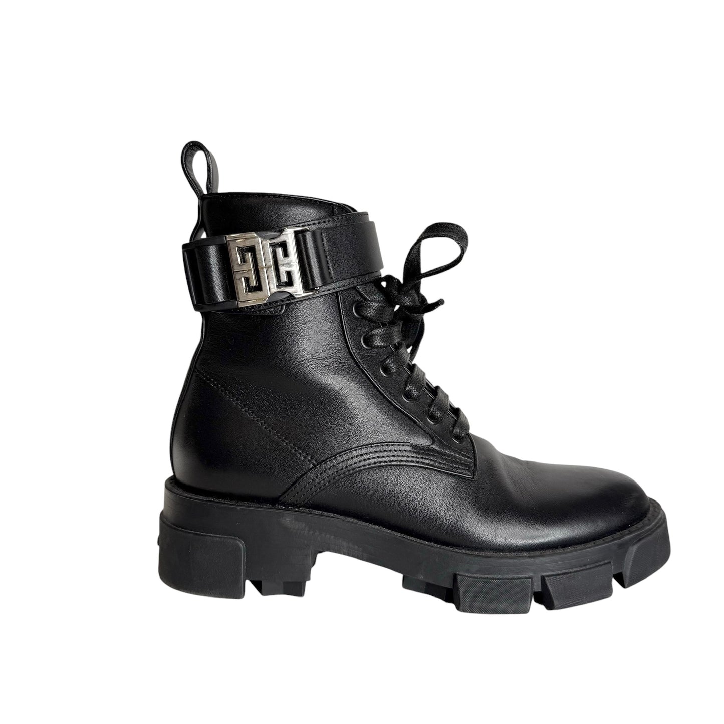 Black Logo Combat Boots - 6