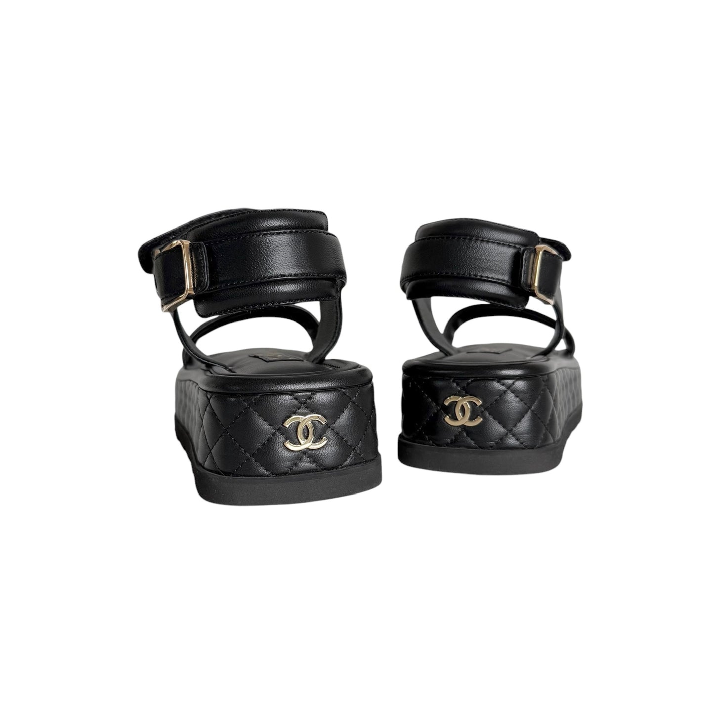 Black Leather Sandals - 9.5