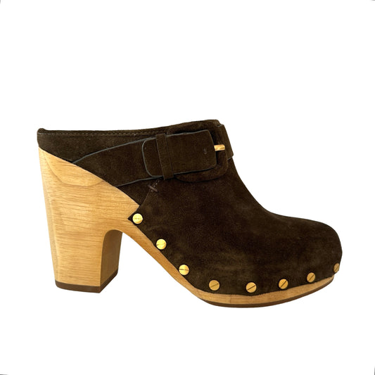 Kaki Suede Clogs - 7