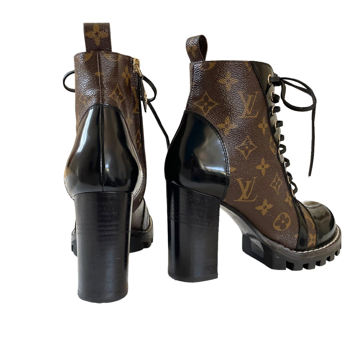 Monogram Heeled Combat Boots - 7.5