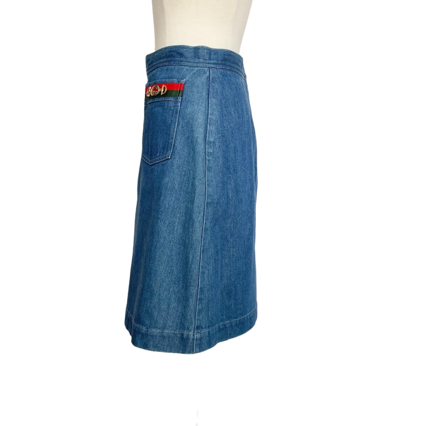 Denim Logo Midi Skirt - S