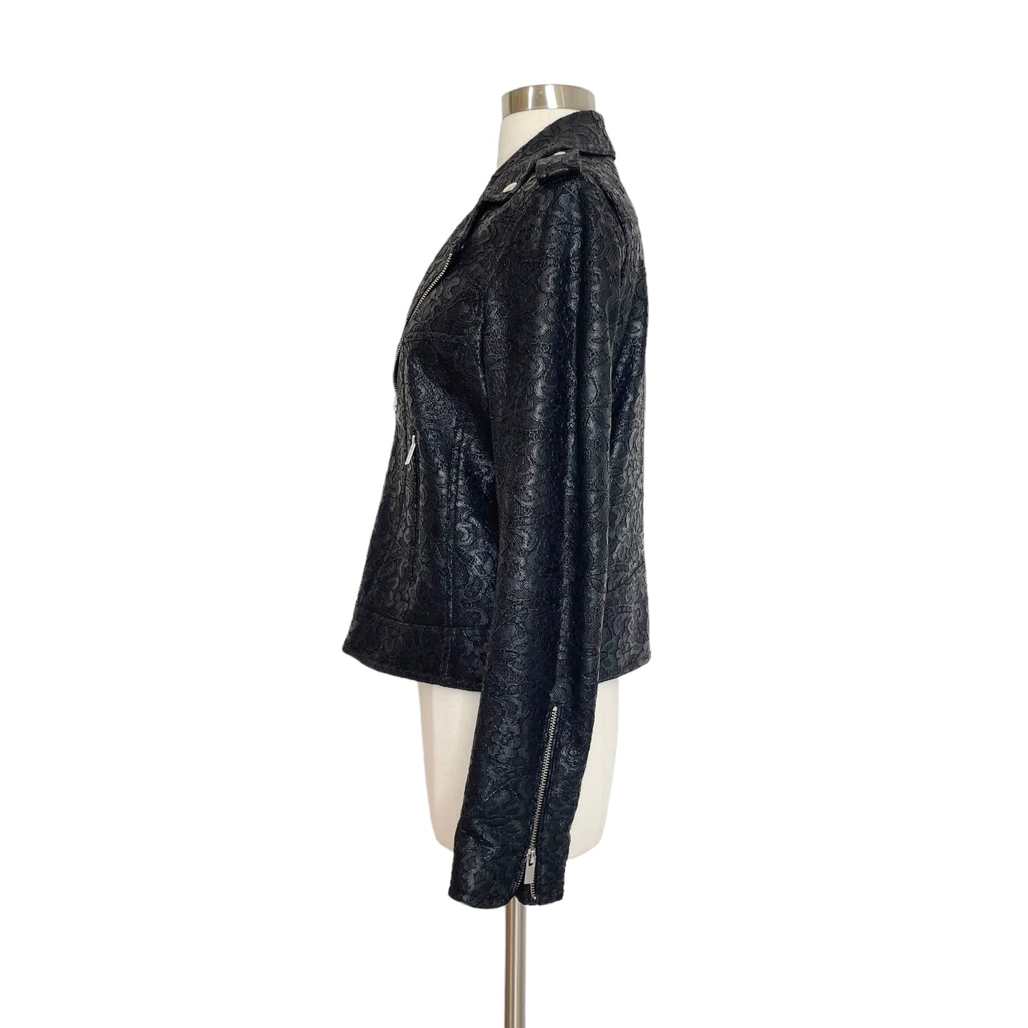 Waxed Lace Moto Jacket - M