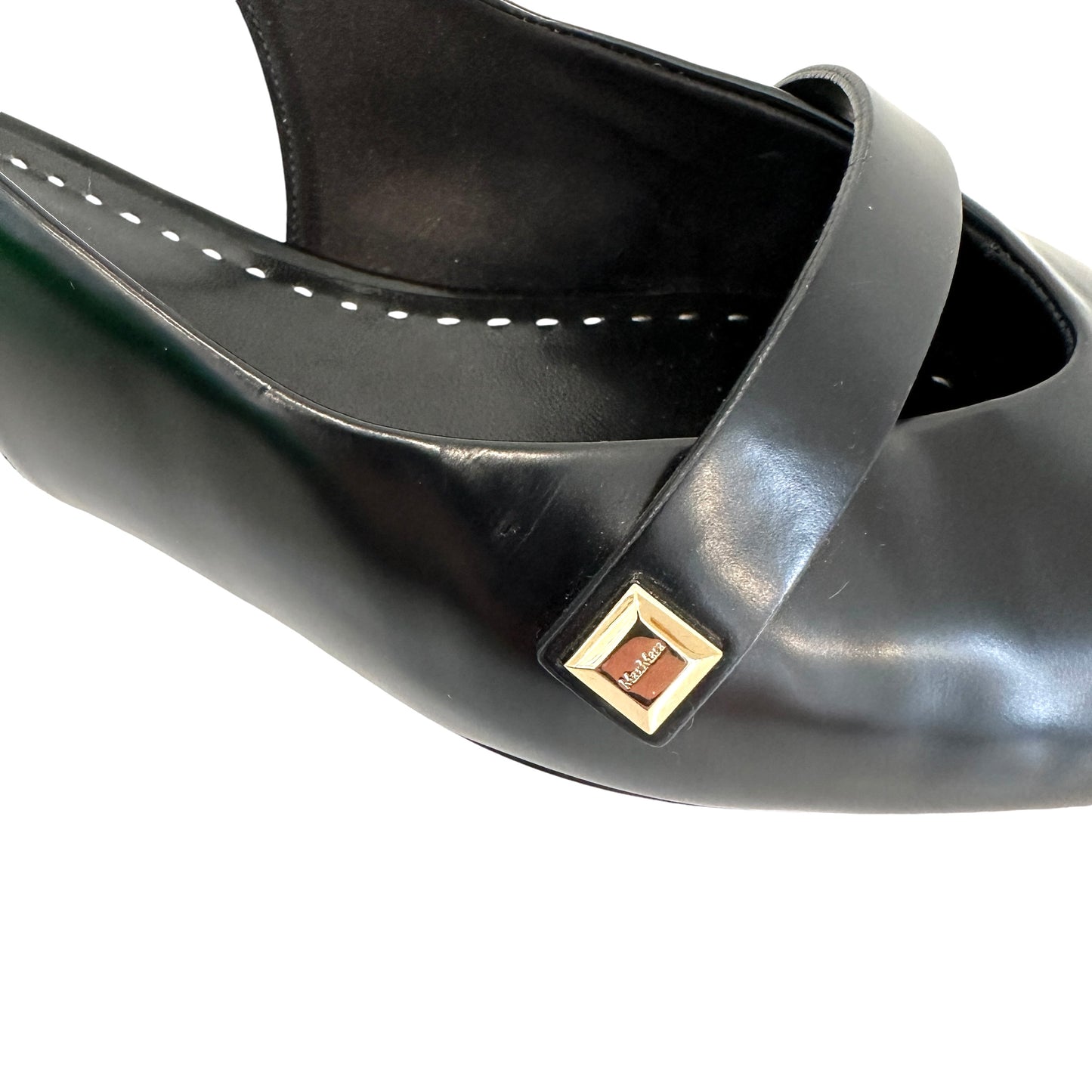 Black Leather Slingbacks - 9