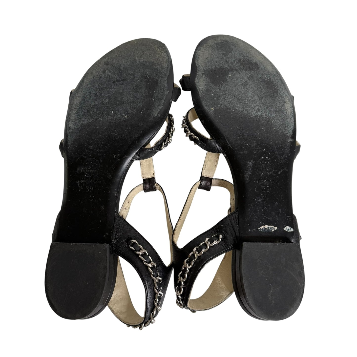 Black & Silver Logo Sandals - 9