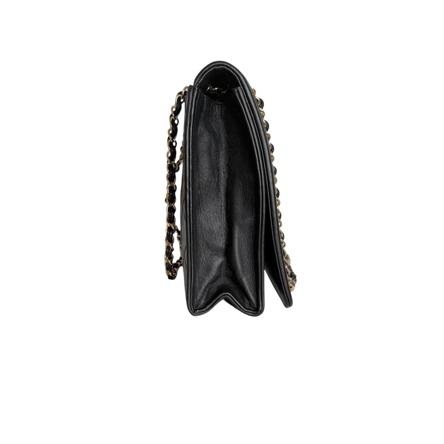 Black Lambskin Flap Bag