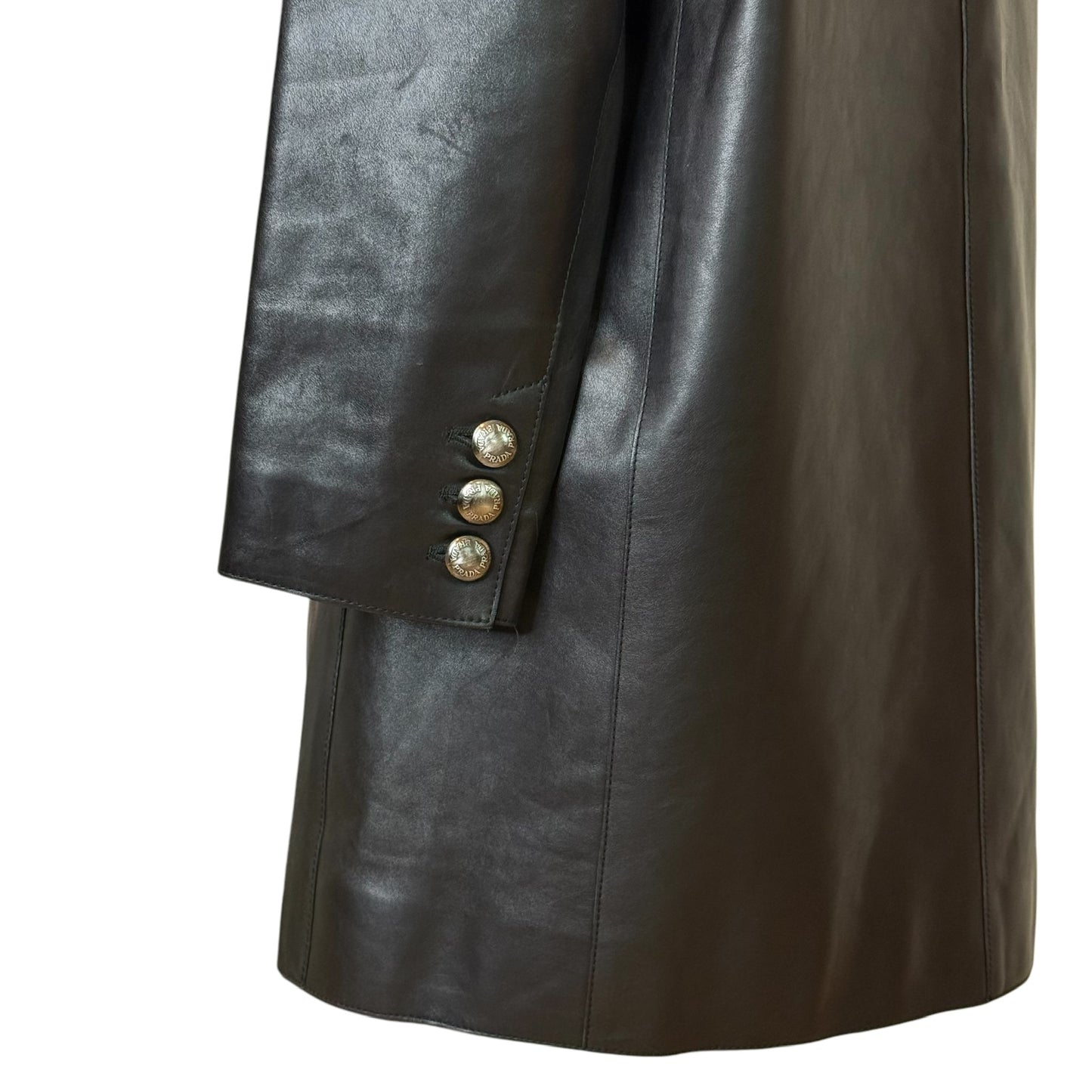 Black Leather Trench Coat - L