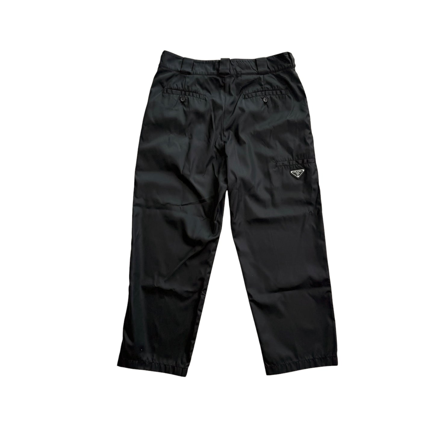 Black Nylon Logo Pants - M