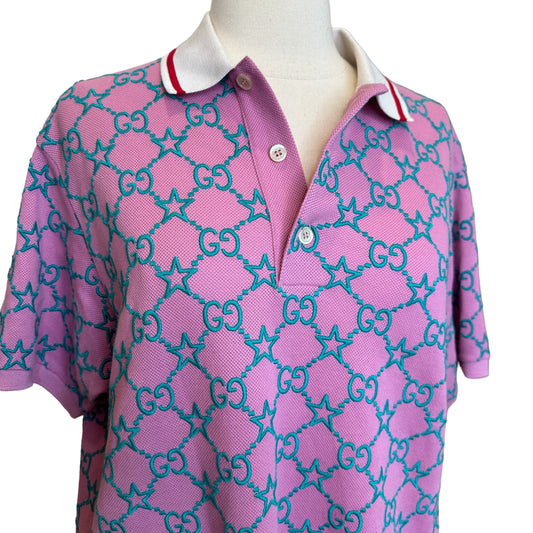 Pink and Turquoise Logo Polo - XL