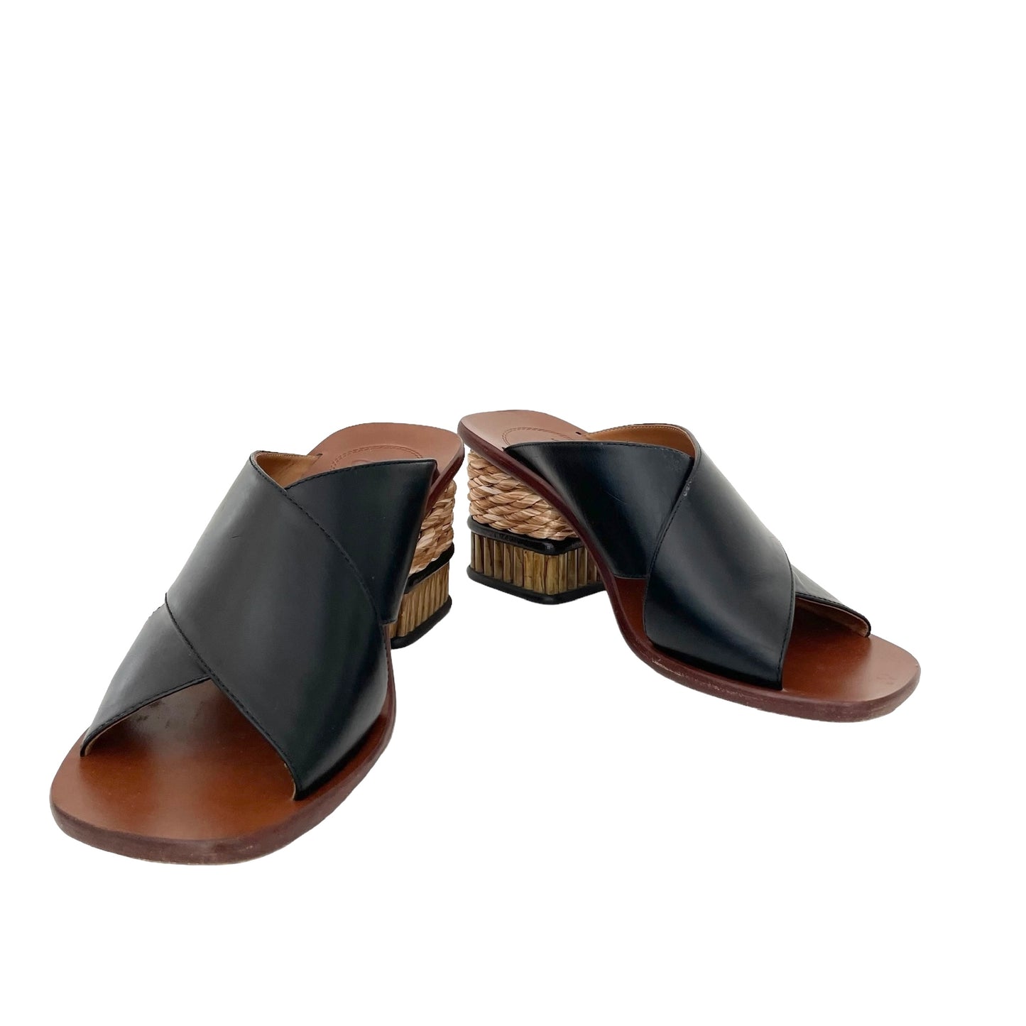 Leather & Raffia Sandals - 7