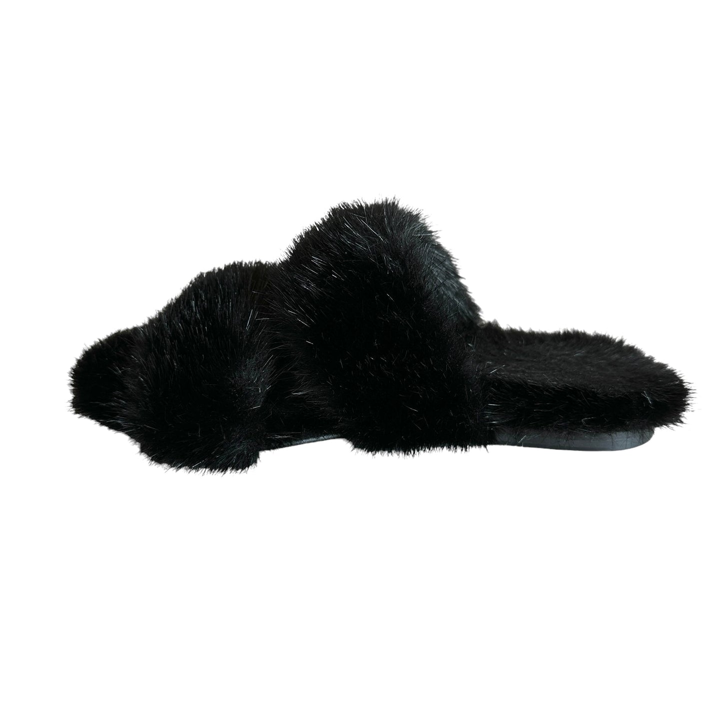 Black Fur Sandals - 7.5