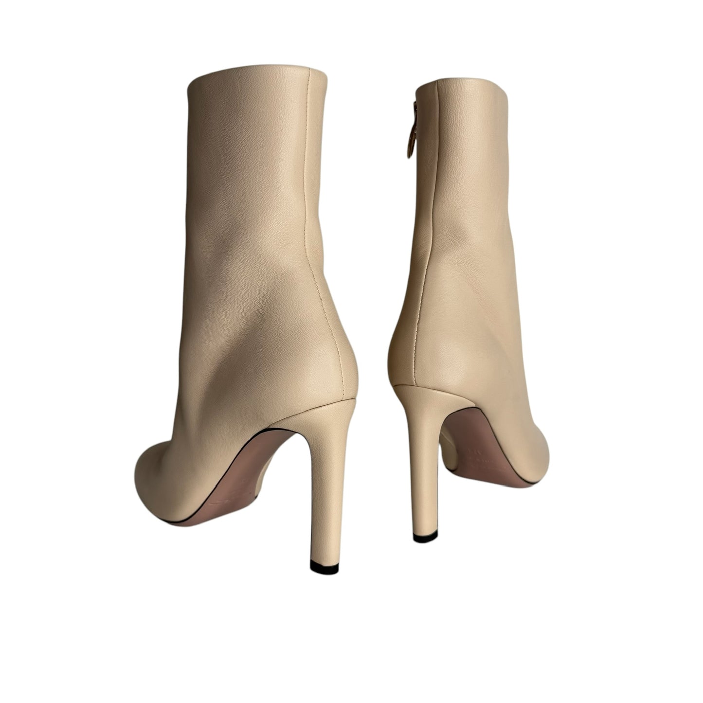 Cream Leather Heeled Boots - 7.5