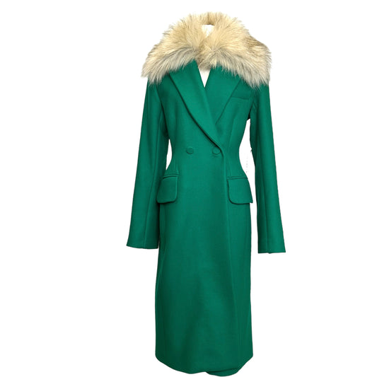 Green Wool Coat w/Faux-Fur - 6