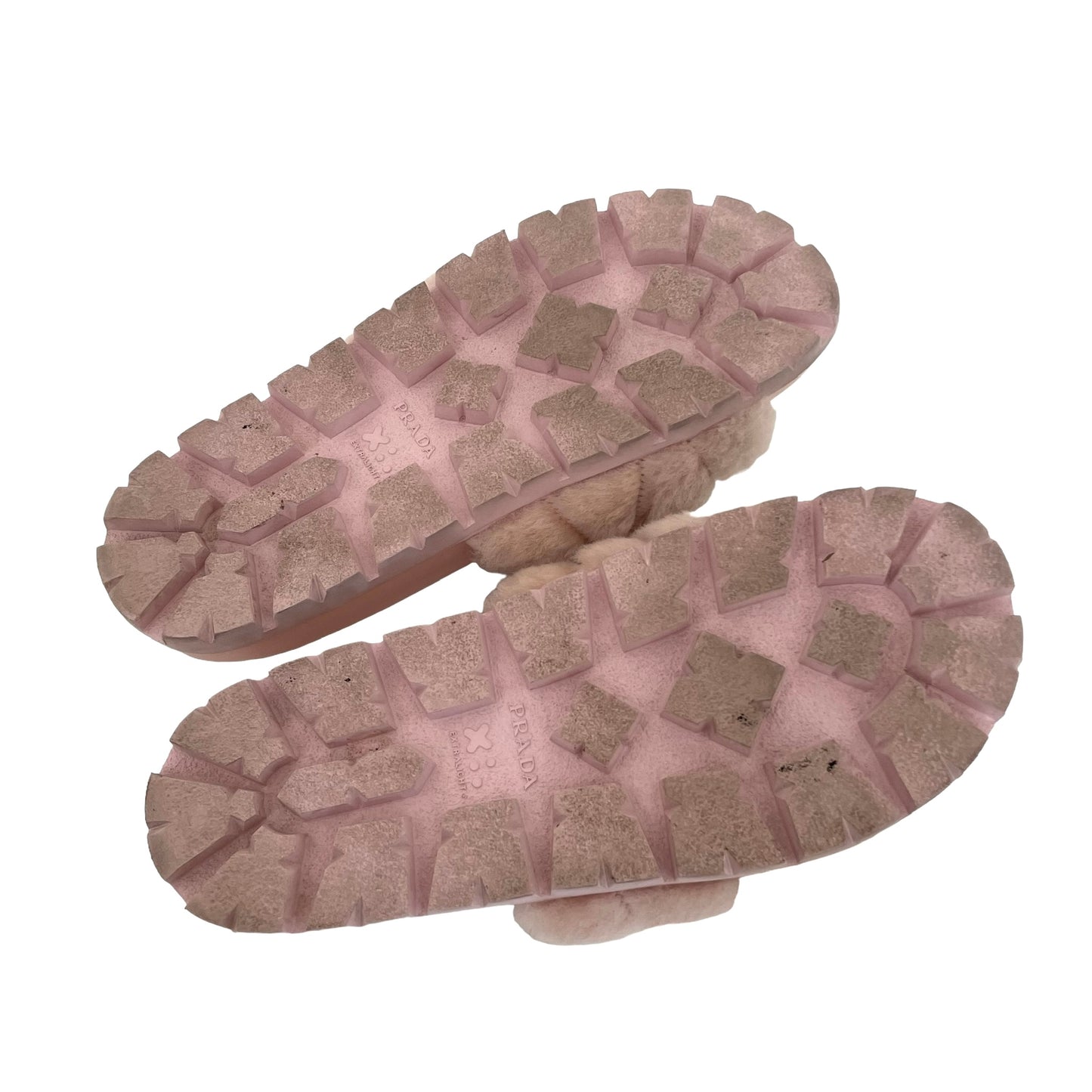 Pink Shearling Logo Slides - 7.5