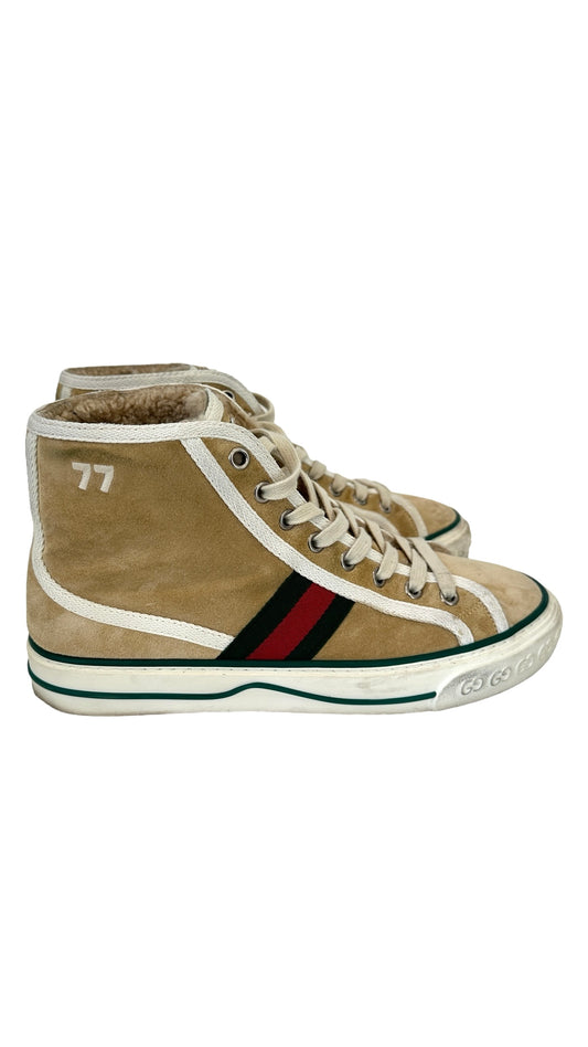 Cream Suede & Shearling Sneakers - 7.5