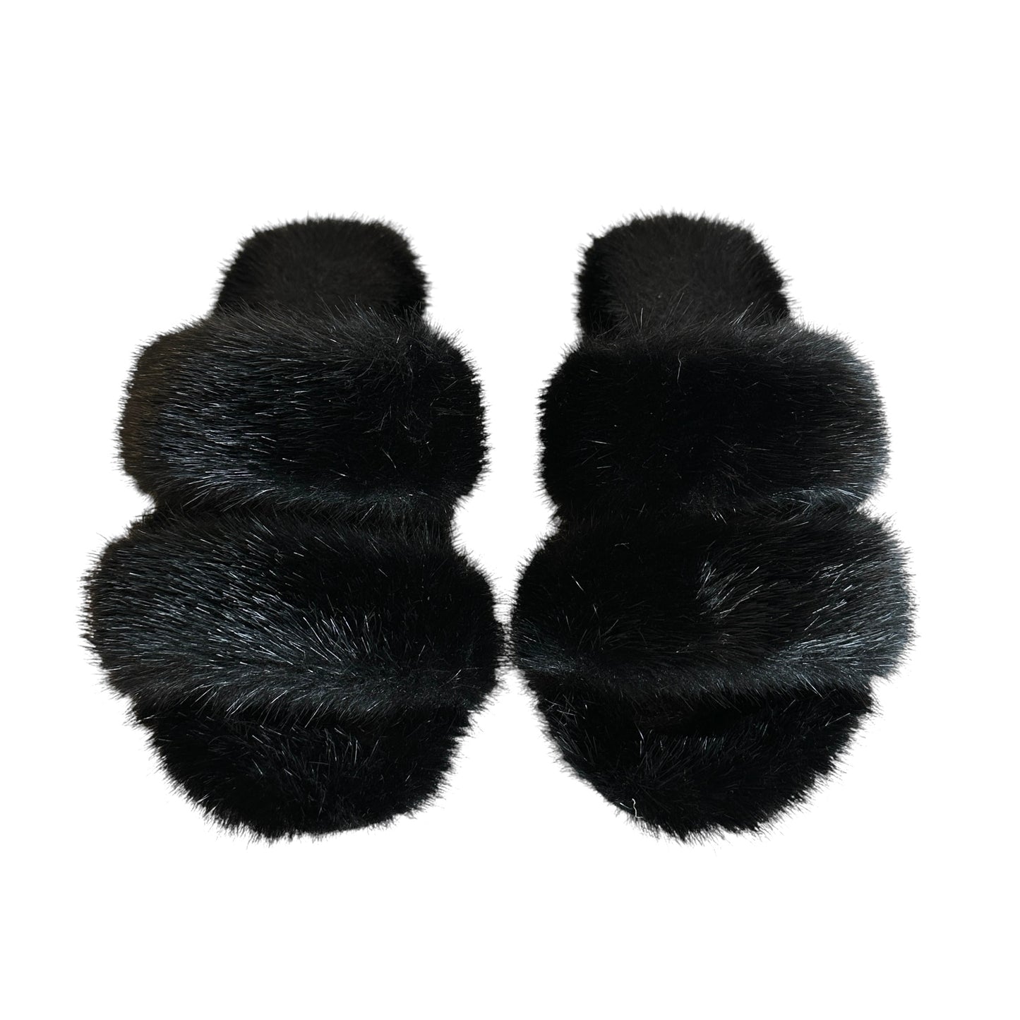 Black Fur Sandals - 7.5