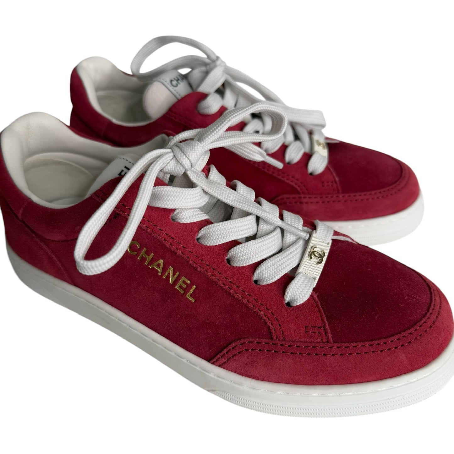 Red Suede Logo Sneakers - 7.5