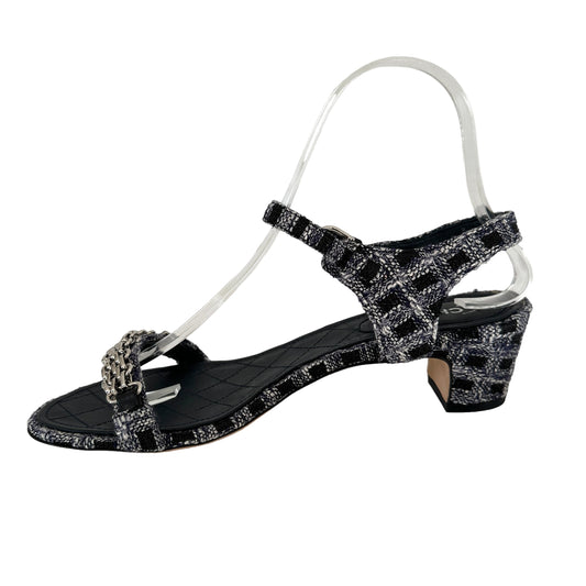 Tweed Logo Sandals - 7.5