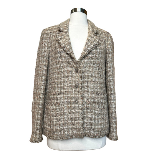 Beige & Gold Tweed Blazer - L