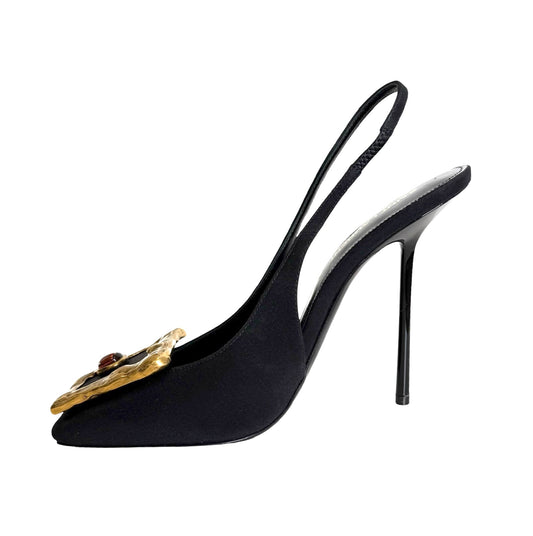 Brown Satin Heels - 8