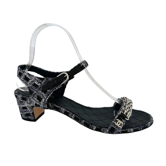 Tweed Logo Sandals - 7.5