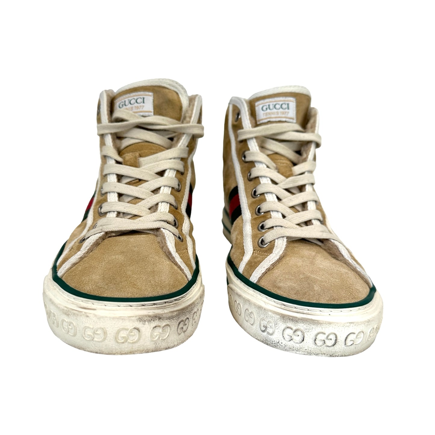 Cream Suede & Shearling Sneakers - 7.5