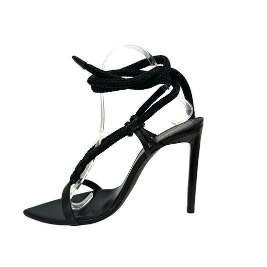 Black Leather & Rope Heels - 8.5