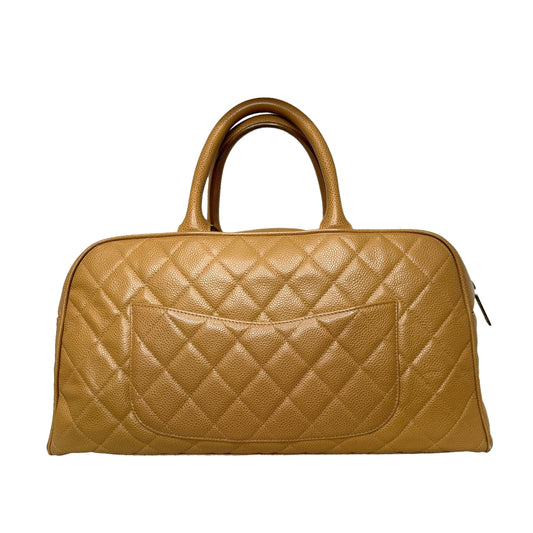Camel Caviar Bowler Bag