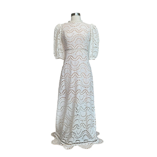 White Eyelet Lace Long Dress - 1