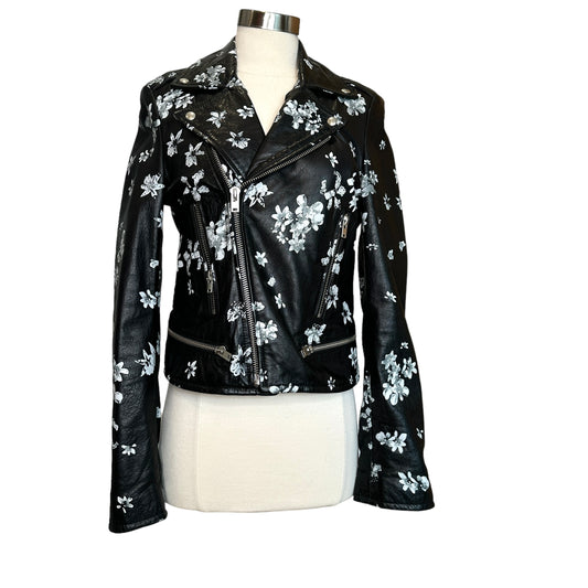 Floral Leather Jacket - S