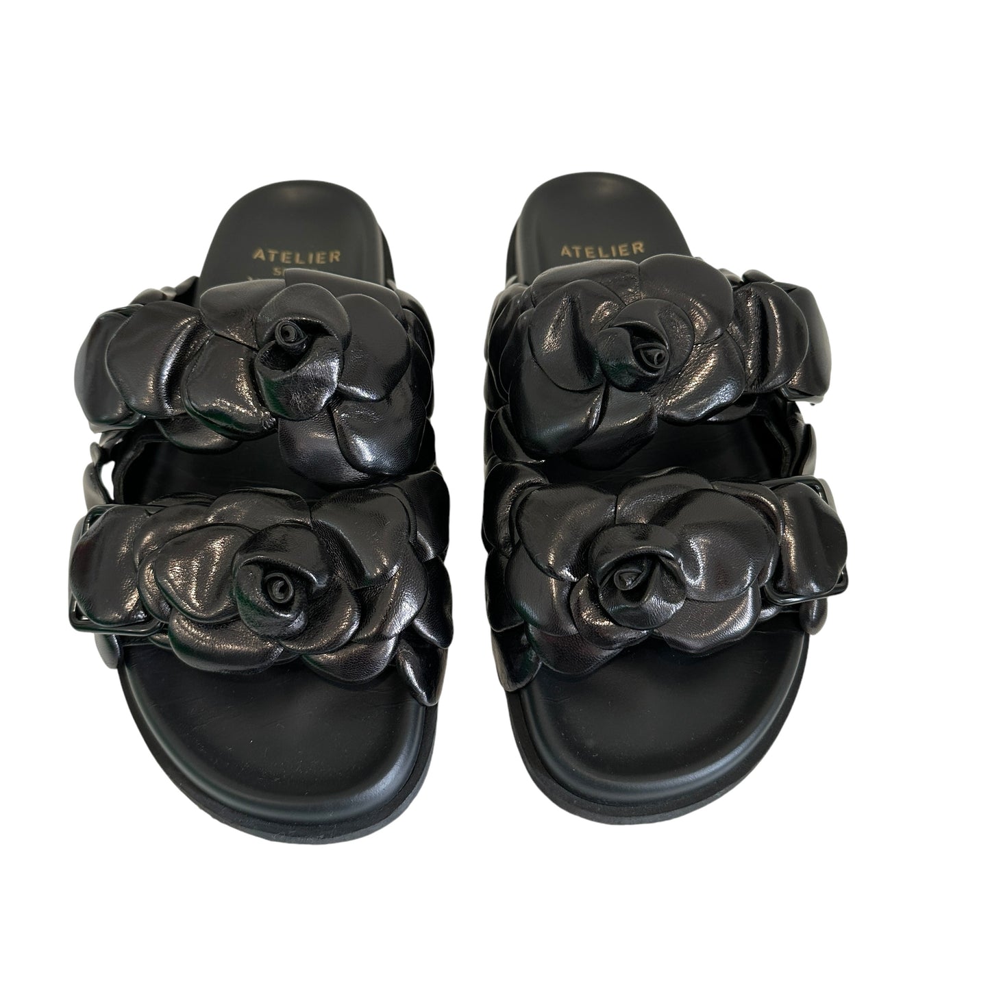 Black Leather Sandals - 7.5