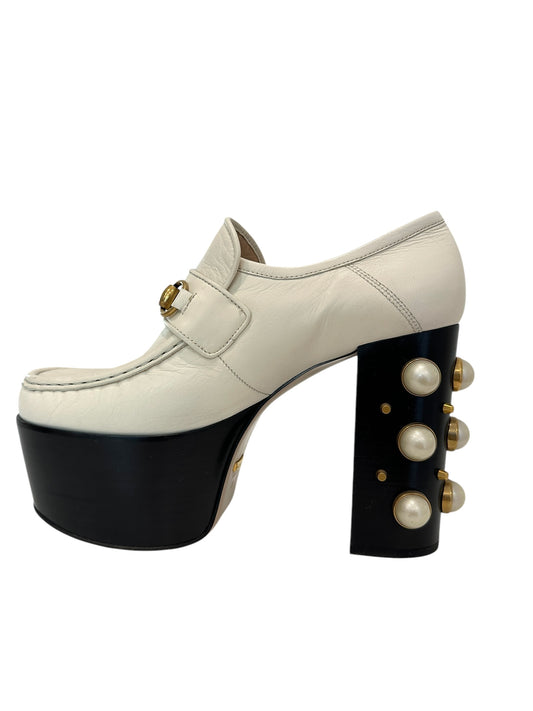 Cream Platform Loafers - 9