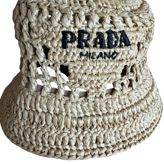 Logo Raffia Bucket Hat - S