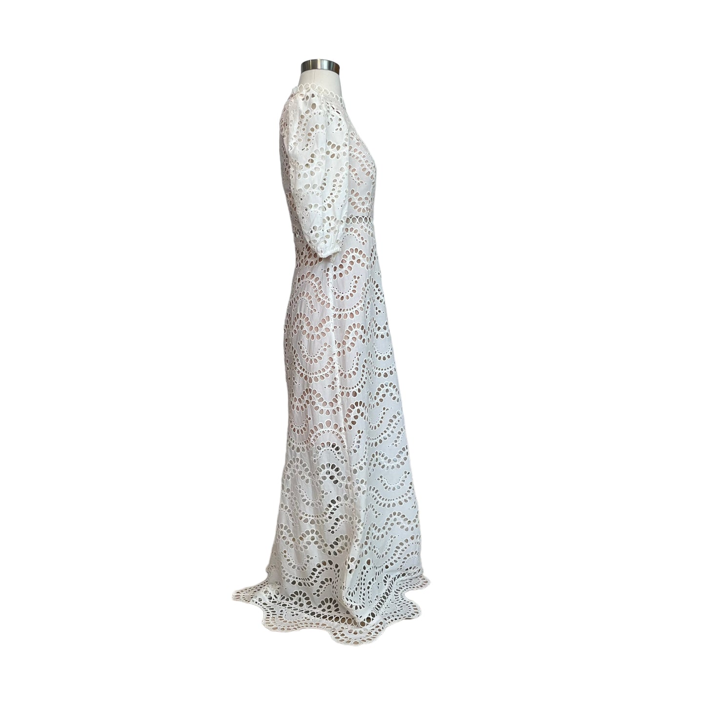 White Eyelet Lace Long Dress - 1