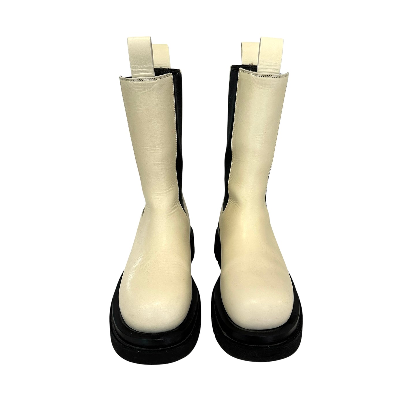 Cream Chunky Boots - 8