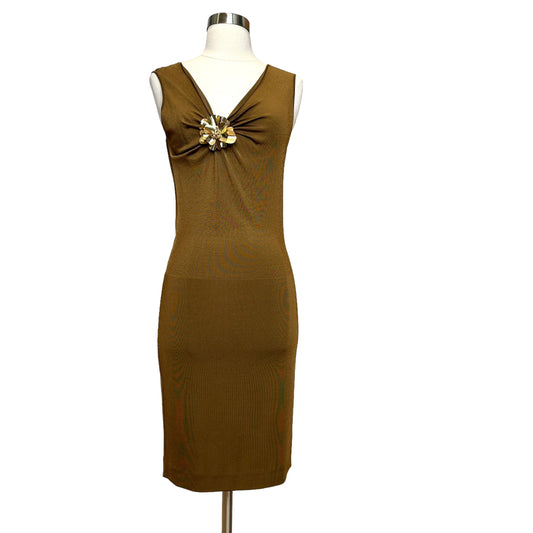 Ocre Dress w/Gold Flower - M