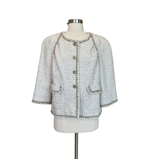 Cream Owl Button Tweed Jacket - L/XL