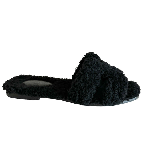 Black Shearling Oran Sandals - 8