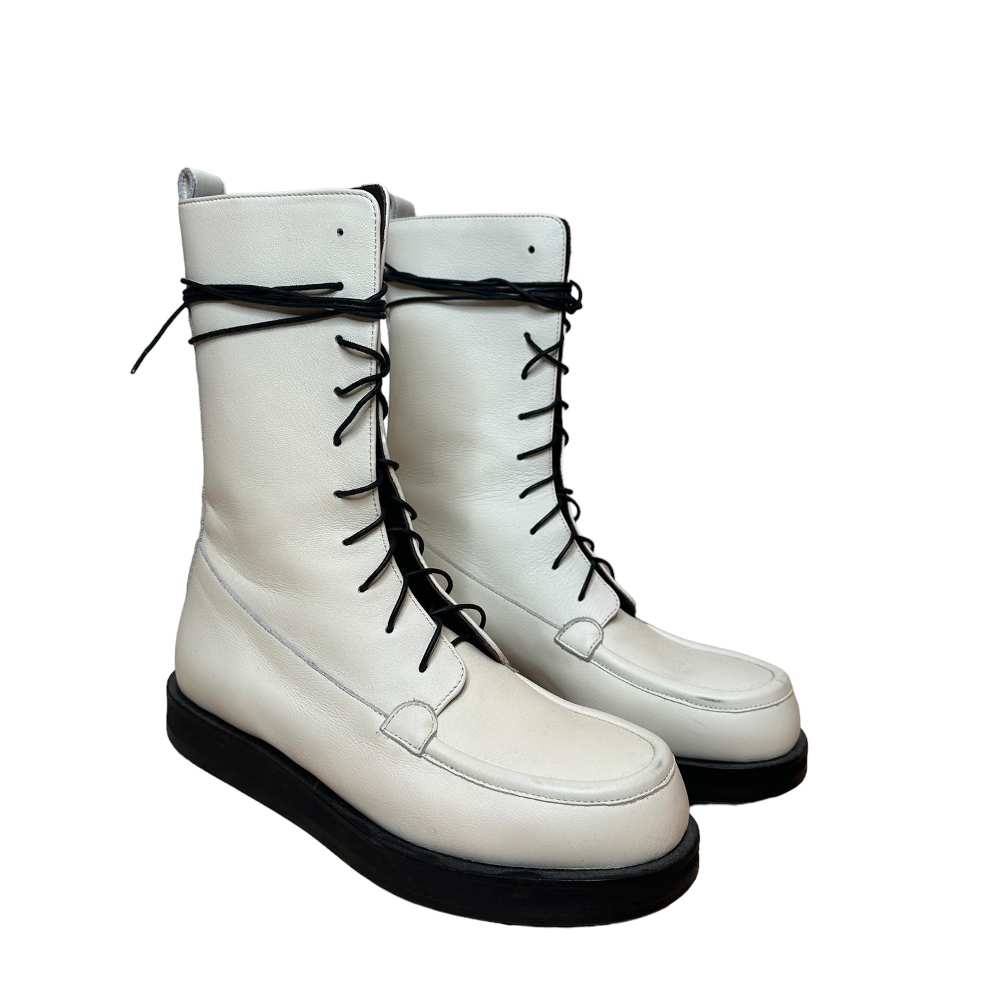 White Leather Boots - 9
