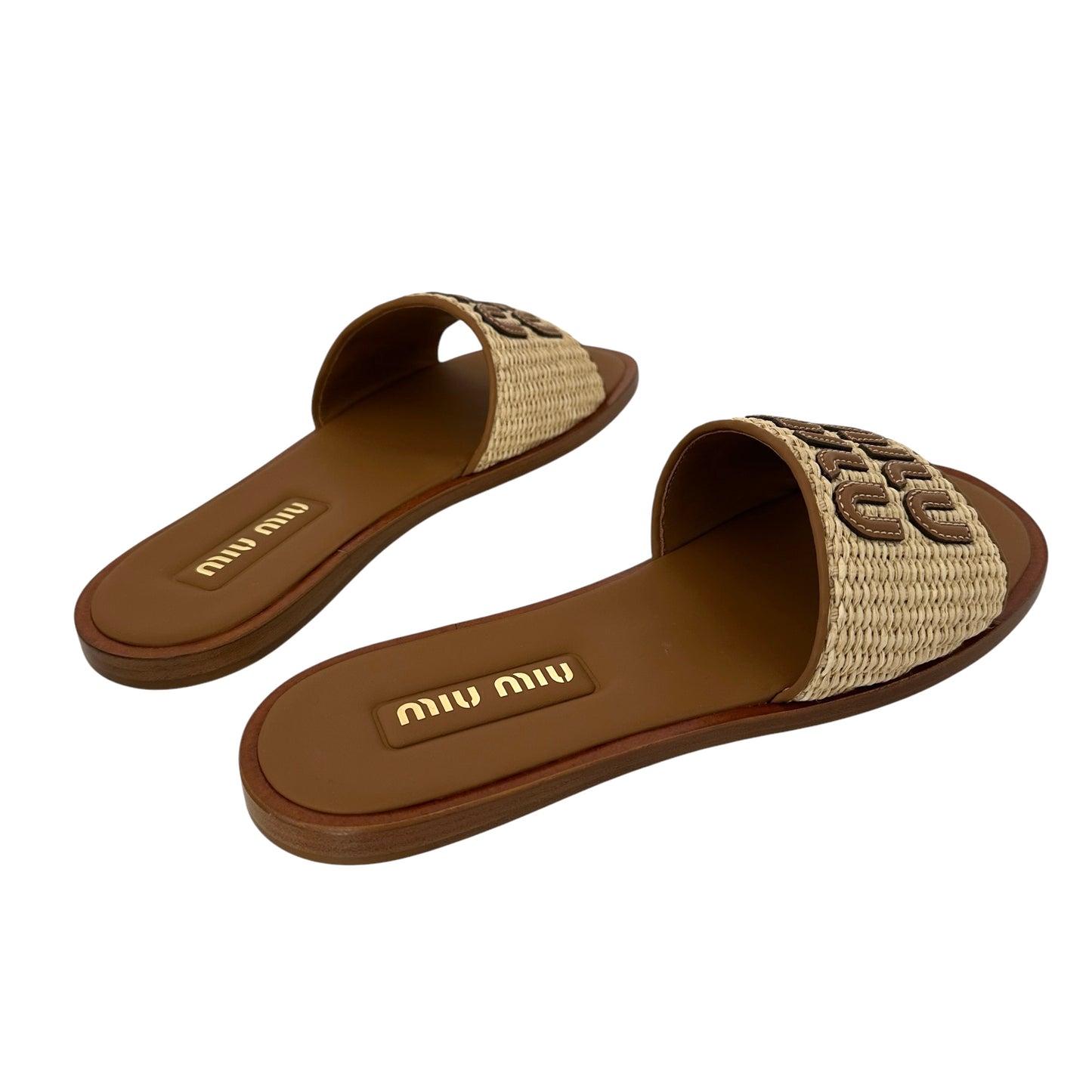 Miu Miu Logo Raffia Sandals - 11