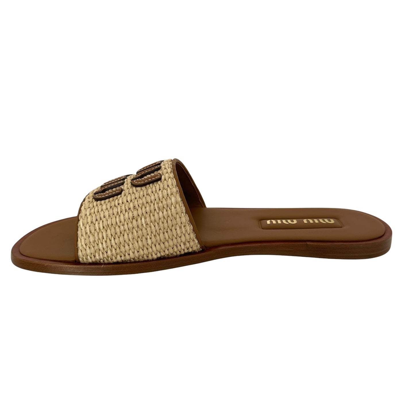 Miu Miu Logo Raffia Sandals - 11