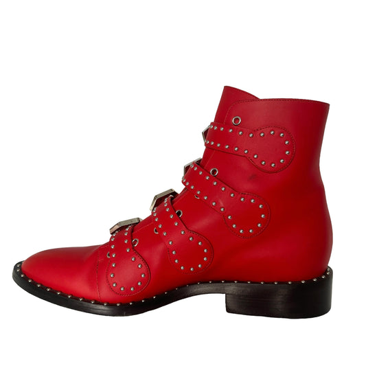 Red Leather Boots - 8