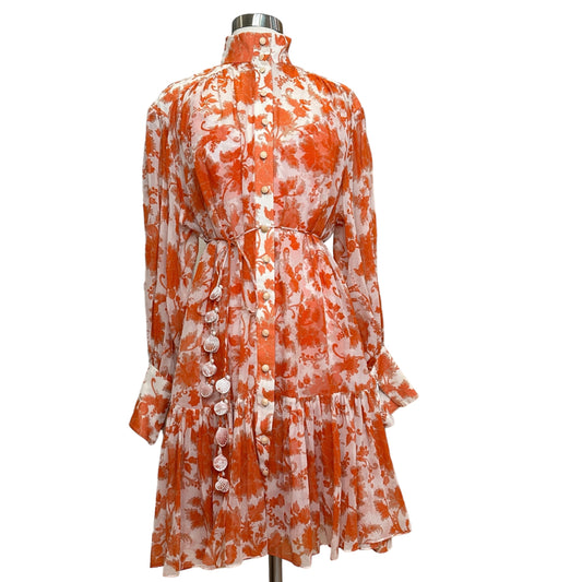 Cream & Orange Silk Dress - M