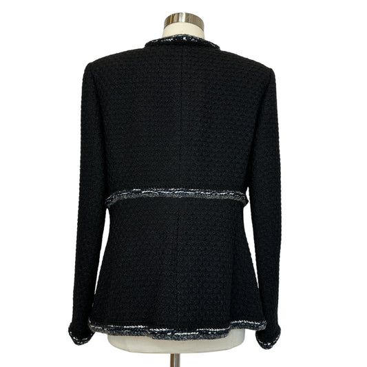 Black Tweed Collarless Blazer - L